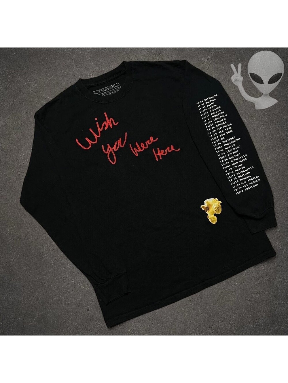 Travis Scott Astroworld Long Sleeve T-Shirt Mens S Black Tour Merch Streetwear